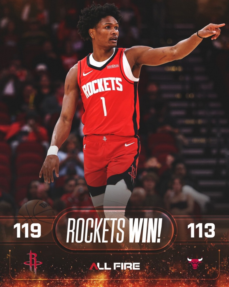 必发体育-10中6&amp;10罚10中砍23+5！火箭赢球海报：封面人物阿门·汤普森